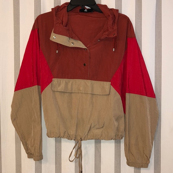 Color-Block Crop Hooded Windbreaker - Picture 1 of 8